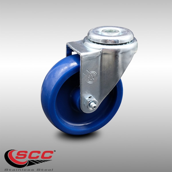 4 Inch SS Solid Polyurethane Wheel Swivel Bolt Hole Caster